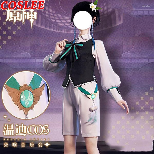 Костюмы аниме COSLEE Genshin Impact Venti Symphony, концертный игровой костюм, униформа, карнавальный костюм, наряд на Хэллоуин, одежда для ролевых игр