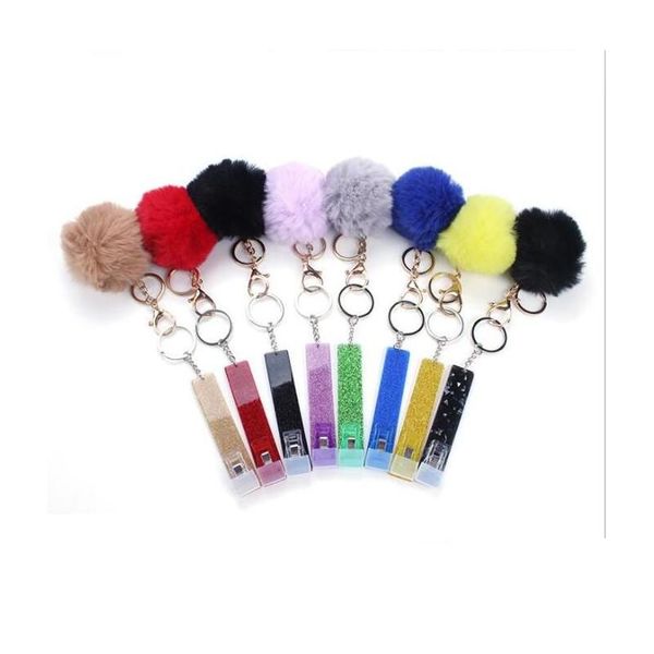 Cartão grabber casa cuidados pessoais moda bonito cartões de crédito pler pompom mini chaveiros banco de débito acrílico para unhas longas atm pele de coelho ke