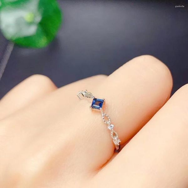 Кольца кластера, модное кольцо с синим сапфиром и драгоценным камнем для женщин, серебряные украшения, натуральный цвет драгоценного камня, настоящий подарок на день рождения 925, штраф