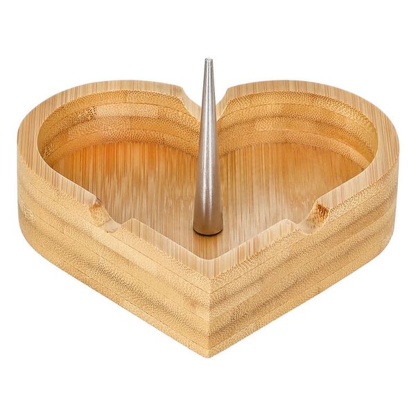 Ceniceros para fumar de madera de bambú natural Estilo de amor portátil Hierba innovadora Tabaco Cigarrillo Soporte para cigarros Soporte de escritorio Contenedor de hollín de ceniza Bong Bowl Cenicero