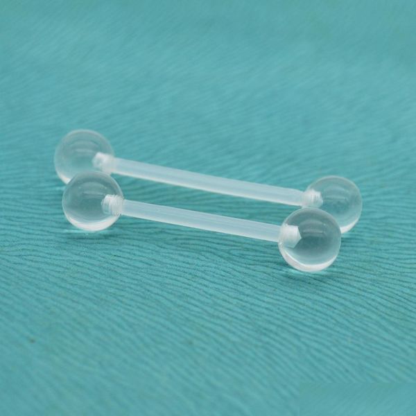 Anelli per lingua trasparente Bioflex Bell dritto barra per gravidanza maternità ferma piercing per il corpo 1,6 mm allergia al nichel consegna a goccia Je Dhgarden Dhyqv