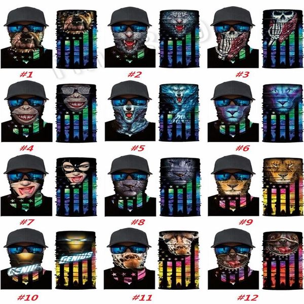 Homens e mulheres magia bandana máscara facial cachecol bandanas sem costura bandeira digital máscaras mágicas animal leão tigre equitação cachecóis paty ma279i