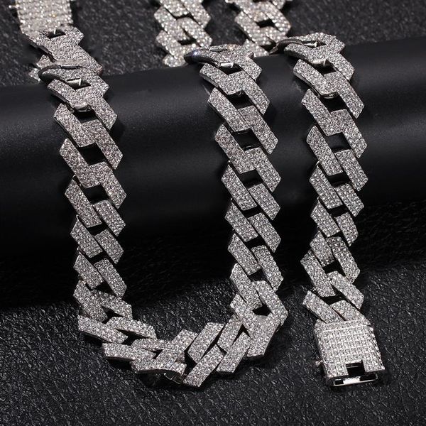 Iced Out Miami Cuban Link Chain Herren Roségoldketten Dicke Halskette Armband Mode Hip Hop Jewelry302N