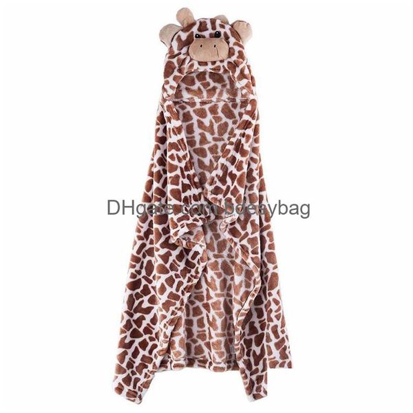 Банный халат 100 см, милые халаты в форме медведя, детский халат с капюшоном, мягкое детское одеяло с жирафом для новорожденных, полотенце с рисунком скороговорки, Прямая доставка Hom Dhgqu