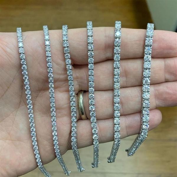 Boncuklu iplikçikler 925 Sterling Gümüş 3mm 5mm 17cm 19cm CZ Tenis Bileklik Bileklik Kadınlar İçin Düğün Moda Takı Bütün Mesih332Z