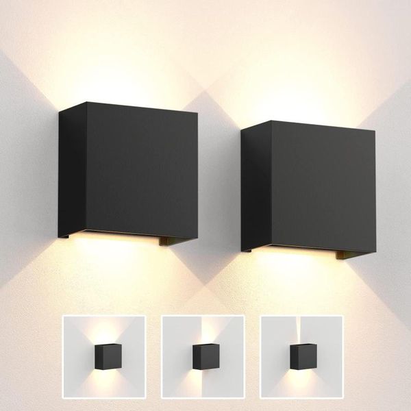 Lâmpada de parede LED Sconces 2Pack 6W Modern Indoor Outdoor IP65 Up Down Mount Luzes para Sala de estar Corredor Quarto