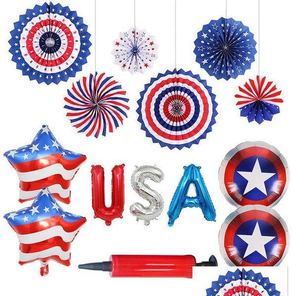 Palloncino Jy 4 ° Giorno dell'Indipendenza Palloncini Decorazione Set Us Nationalday Celebration Party Arrangiamento Feste patriottiche Decorate Dro Dh4Mj