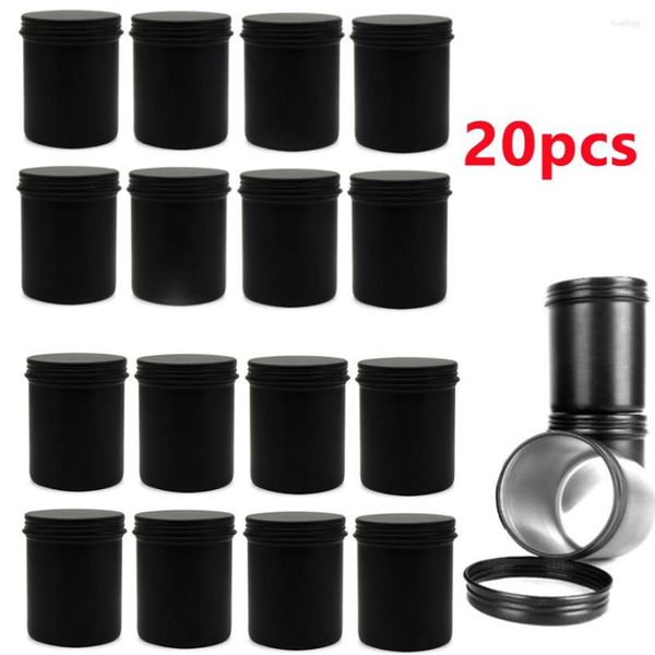 Bottiglie di stoccaggio Barattoli di candela in metallo nero opaco rotondo da 200 ml Contenitori vuoti Contenitori di latta per kit di fusione per cera DIY229R