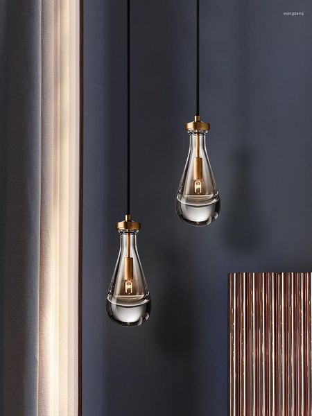Lâmpadas pendentes simples e criativa gota de água droplight para sala de estar jantar bar quarto estudo claro candelabro de cristal cabeceira