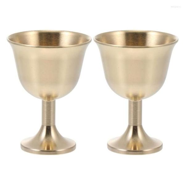 Copos de vinho 2 Pcs Copo de Cálice de Bronze Cálice Beber Bebida Tumbler Copos Suporte de Lâmpada Metal Licor para Festa Home Drop Delivery Gard DHP2A