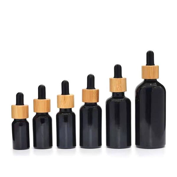 Milchglas-Tropfflasche, bernsteinfarben, weiß, schwarz, blau, grün, mit Bambuskappe, 1 Unze-Flasche für ätherische Öle, 5 ml, 10 ml, 20 ml, 30 ml, 50 ml