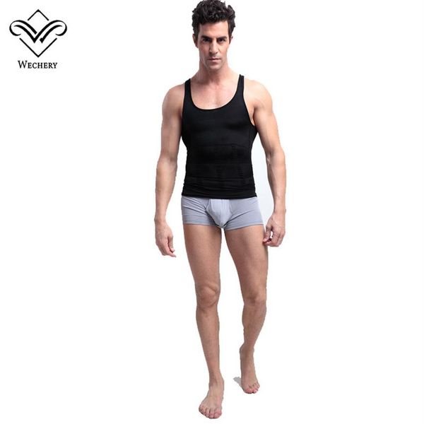 Wechery homens emagrecimento colete corpo shaper para homem abdômen thermo barriga shaperwear topos de controle cintura camisa S-2XL264I