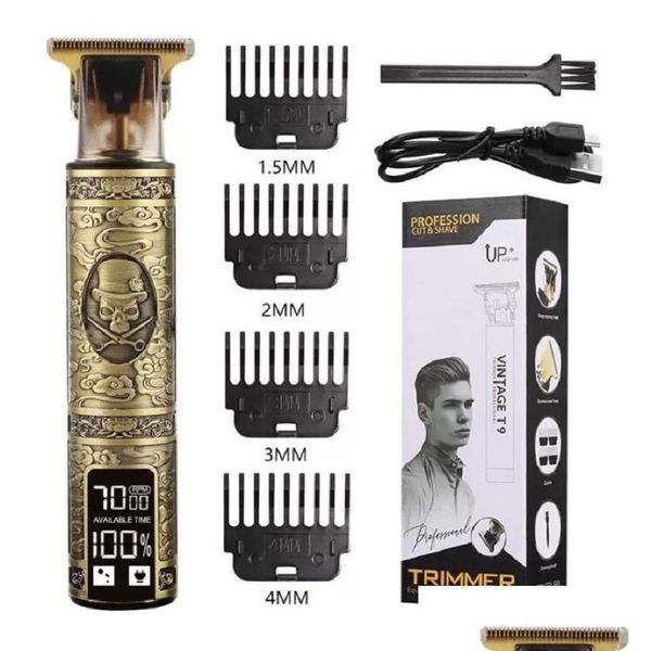 Машинка для стрижки волос, электрическая бритва, мужская бритва со стальной головкой, золото с USB-инструментами для укладки, Прямая доставка, продукты по уходу Otl0X Dhqi5