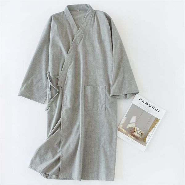 Degli Indumenti Da Notte degli uomini di Estate Degli Uomini Veste Abito di Cotone Solido Stile Del Giappone Kimono Accappatoio Abiti Allentato Camicia Da Notte Maschile Casual Sonno Casa Cl2952