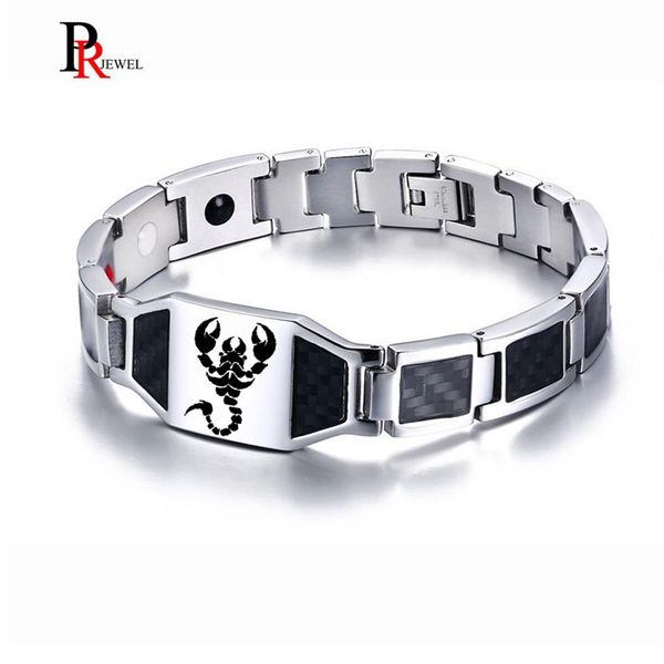 Kohlefaser-Magnet-Bio-Energie-Armbänder für Männer, stilvolles Skorpion-Gesunde-Therapie-Gliederkette-Männerarmband 8 46 288u