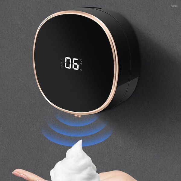 Dispenser di sapone liquido Display automatico della temperatura a LED Lavamani in schiuma con sensore a infrarossi touchless montato a parete