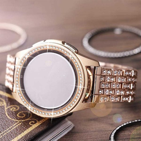 20mm 22mm Uhrenarmband-Lünette für Samsung Galaxy Watch 42mm 46mm Damen-Edelstahl-Gliederarmband für Watch 3 41mm 45mm H0260P