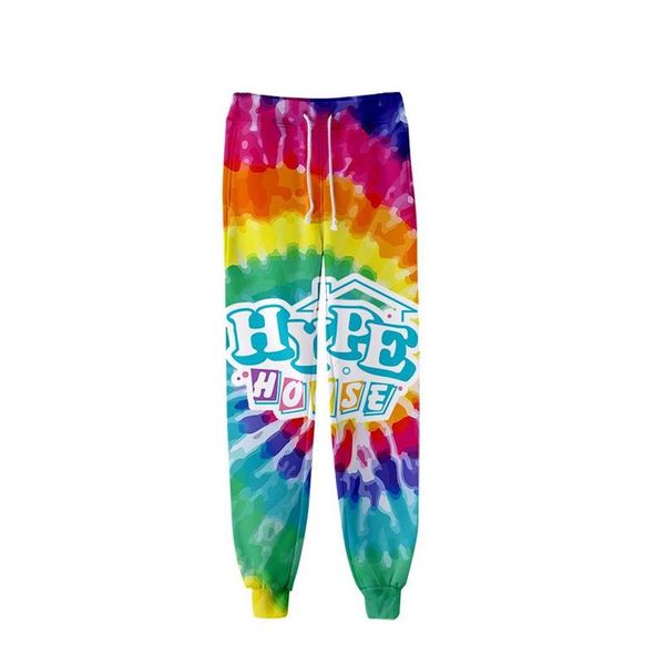 The Hype House Pantalones de chándal con estampado 3D Tie Dye, pantalones de jogging informales a la moda, ropa de calle HIp Hop Kpop, pantalones cálidos para hombres y mujeres, pantalones 198F