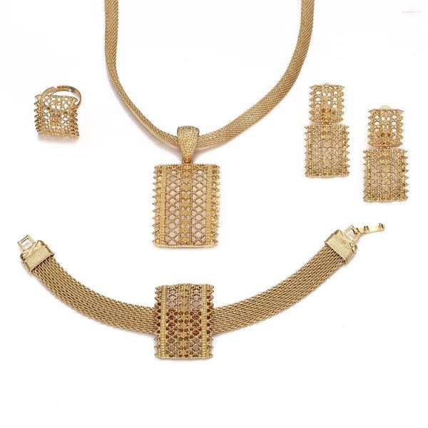 Halskette Ohrringe Set äthiopischer Schmuck Äthiopien Gold Eritrea Sets für Damen Habesha Hochzeit Party Geschenk