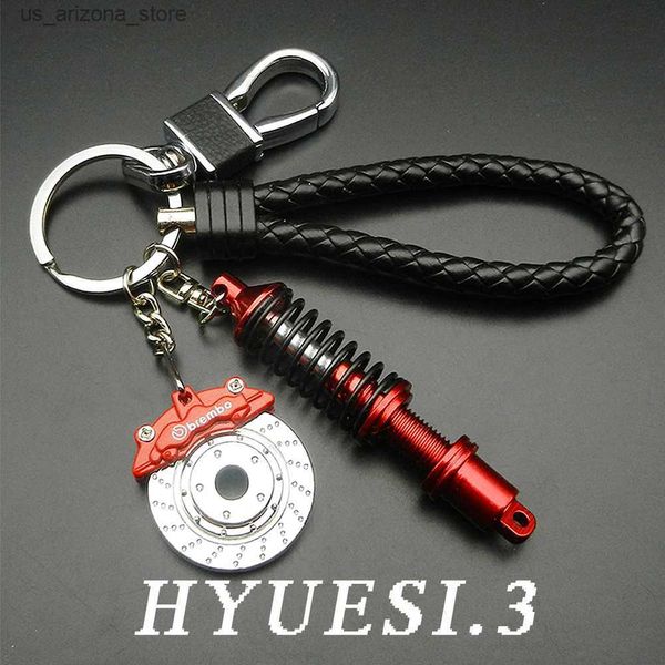 Schlüsselanhänger Lanyards 1 stück Mehrfarbige Metall Bremsscheibe Stoßdämpfer Schlüsselbund Männer Kreative 3D Auto Auto Teile Schlüsselanhänger Dekoration Geschenke Q230918