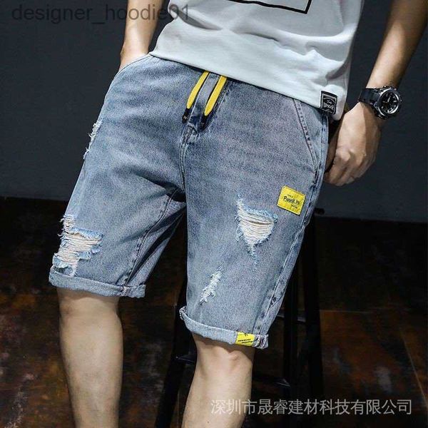 Herren Jeans Ready Stock COD Denim Shorts Hosen Herren Sommer Dünnschnitt Koreanische Herren Denim Shorts Slim Fit Normale kurze Knielänge L230916