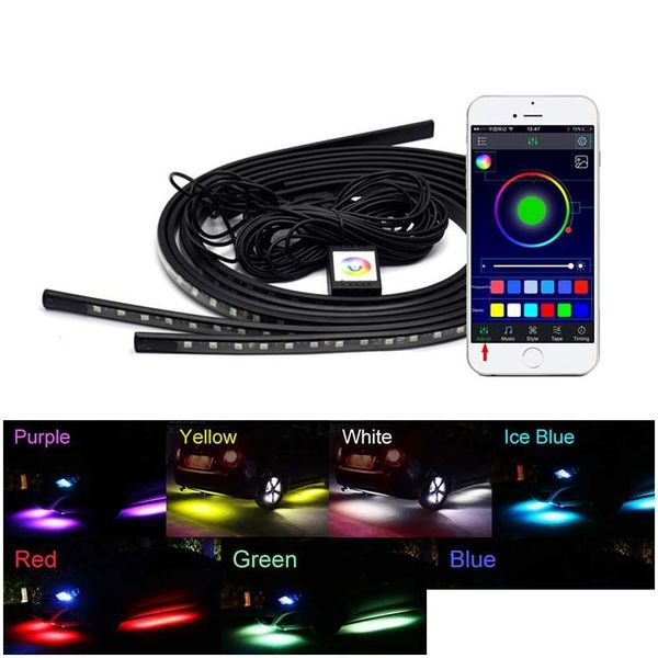 Dekorative Lichter Auto Styling LED RGB Licht Flexible Streifen App-Steuerung Atmosphäre Innen Außenlampe unter Tube Neon Drop Deliv Dhqrr