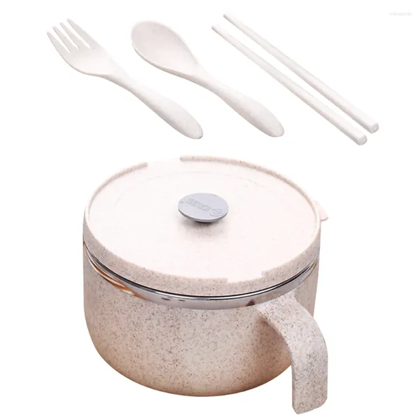 Set di stoviglie Ciotola per noodle istantanei Ciotole da cucina Tagliatelle Coperchio per zuppa grande in acciaio inossidabile per studenti medi