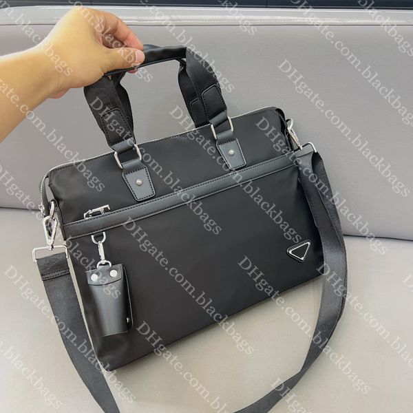 Clássico triângulo maleta designer masculino bolsa para portátil grande capacidade lona saco do computador moda negócios viagem crossbody bolsa com chaveiro