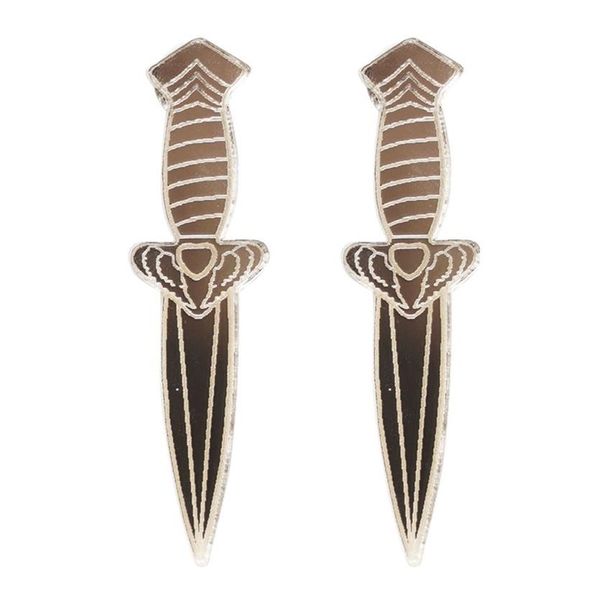 Золотые серьги-гвоздики-ножи для женщин, зеркальные акриловые цвета, модные ювелирные изделия на заказ, 203W