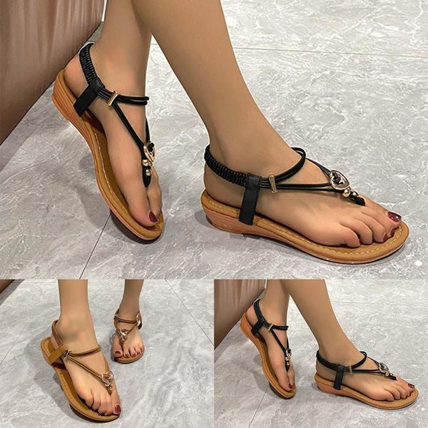 Sandalen Lässige Damenschuhe Slope mit römischem Mode-Sommer-Animal-Print für Damen Größe 8