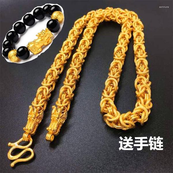 Цепочки из чистого 24-каратного тайского большого экземпляра, настоящее золото 999 пробы, 18-каратное ожерелье с головой дракона для мужчин и женщин, подарки