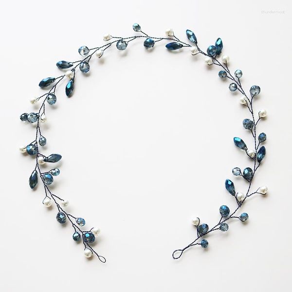 Haarspangen Ankunft Bunte Blaue Glänzende Kristall Stirnbänder Hochzeit Schmuck Zubehör Perle Frauen Ornament Kopfschmuck Für Mädchen