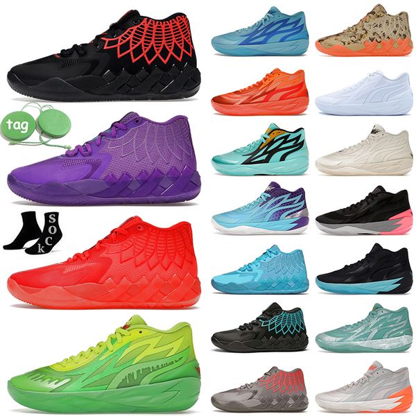 Novo Designer Basquete Sapato Lamelo Bola Sapatos MB 0.1 0.2 OG Sapatilhas Originais para Mens Queen City Fade Supernova Rick e Morty Homens Plataforma Esportiva Treinadores Tamanho Grande 12