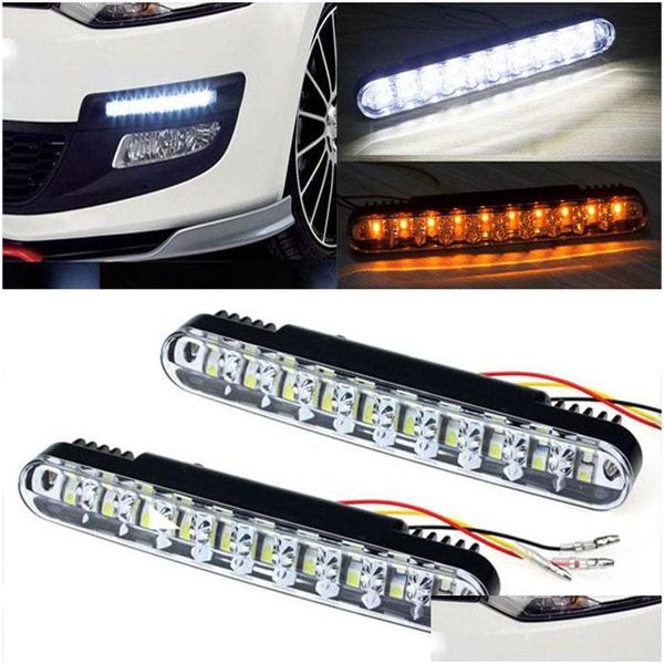 Luzes diurnas de corrida 2x 20 led luz de corrida de carro drl luz de nevoeiro lâmpada única 12v à prova d'água para trailer suv caminhão gota dhys6