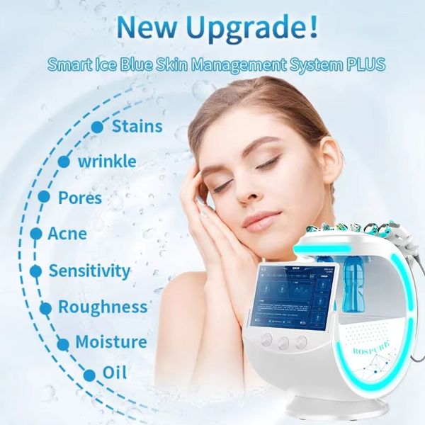 Smart Ice Blue Plus Radiofrequenz-Hautstraffung, Facelift, Poren verkleinern, beruhigende Haut, Mikrodermabrasionsgerät, Hautanalysator