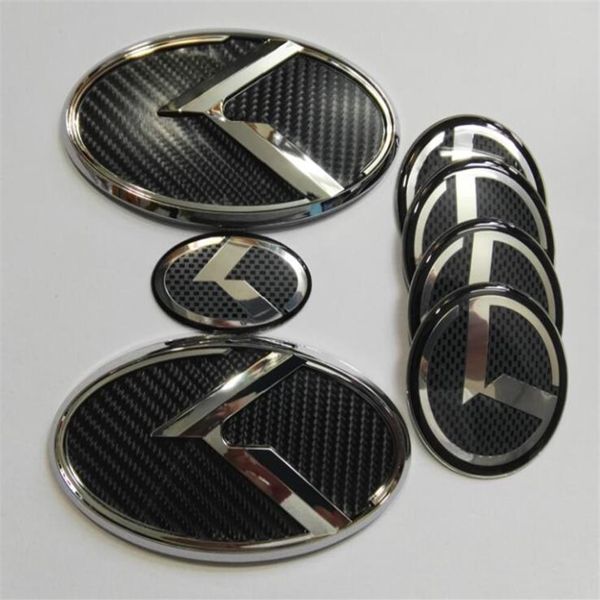 7 Stück 3D-Schwarz-Carbon-K-Emblem-Aufkleber für KIA New Forte YD K3 2014–2015 Auto-Emblems2102