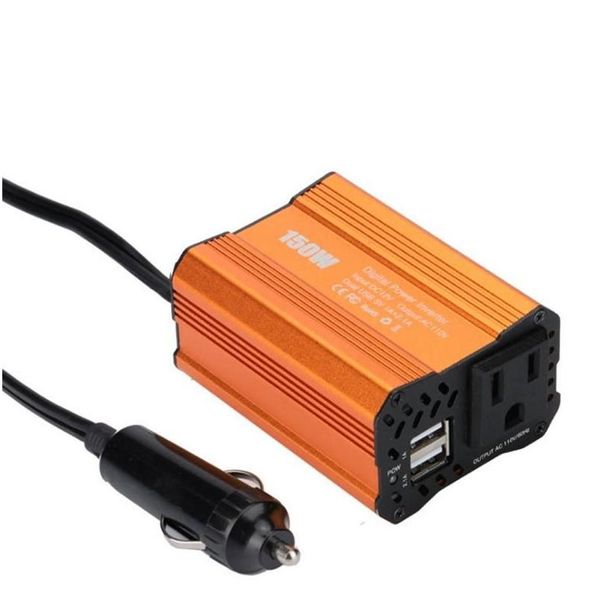 Auto-Starthilfe-Wechselrichter 150 W Leistung Dual USB 3,1 A 12 V auf 100 V Autos Ladegerät Adapter Drop Lieferung Handys Motorräder Electroni Dhjp7