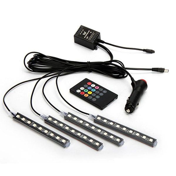 Luzes decorativas 4 Pçs / set Car Styling Rgb 36Leds 72Leds Strip Light Atmosfera Lâmpadas Acessórios Interiores com Controle Remoto Drop de Dh75O