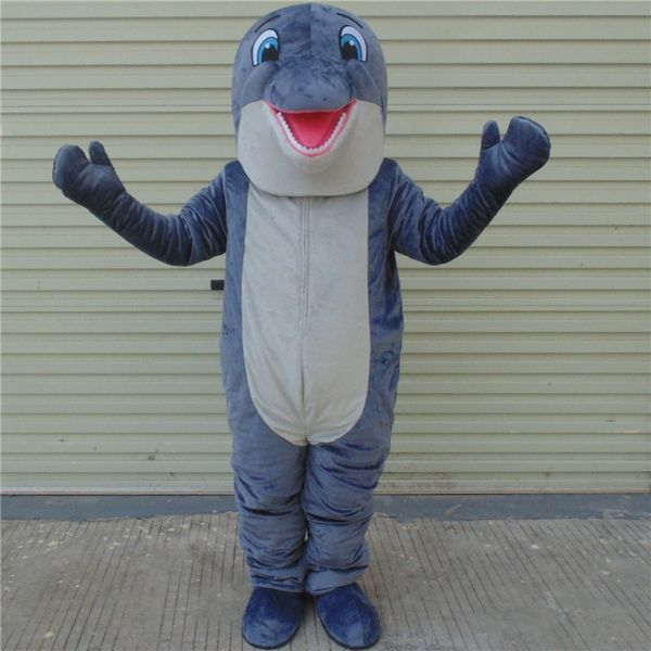 Trajes de mascote de golfinho trajes de peixe azul adultos natal halloween outfit fantasia vestido terno