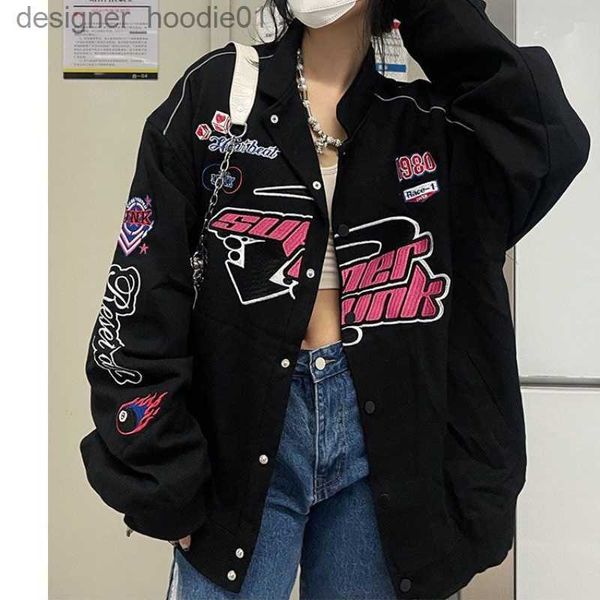 Frauenjacken koreanische Version von Loose Motorcycle Baseball Uniform Vielseitige Mode- und Frauen -neutrale Hip Hop Flight Jacke L230916