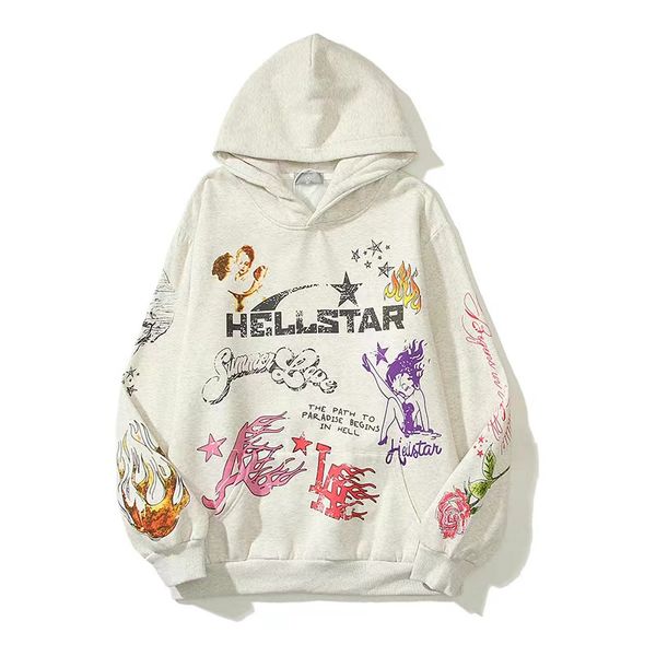 Hellstar Sportsuit Homens e Mulheres Designer Hoodie Calças de Manga Longa Pulôver Rua Hip Hop Retro Alfabeto Imprimir Alto Cinza Azul Vermelho Branco Hell Star Hoo M1md #