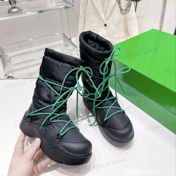 Botteg Venetas in pizzo bombardiere a forma piatta di alta qualità stivali caviglia stivali di design verde nero booties nylon impermeabile sneaker traspirabile