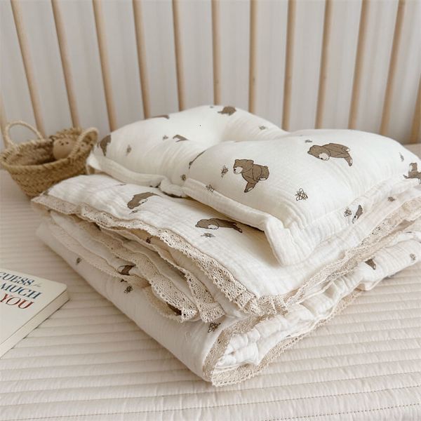 Cobertores Swaddling Ecofriendly Baby Quilt para Berço Algodão Musselina Criança Menino 230915