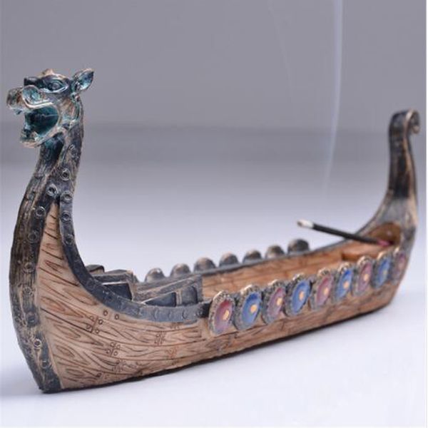 Bruciatore porta bastoncini di incenso Dragon Boat, ornamenti per incensiere intagliati a mano, bruciatori di incenso retrò, dal design tradizionale, decorazione per la casa
