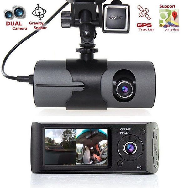 2021 la più recente doppia fotocamera per auto DVR telecamere R300 GPS esterno 3D G-Sensor 2 7 TFT LCD X3000 FHD 1080P Cam Video Camcorder Ciclo 245m
