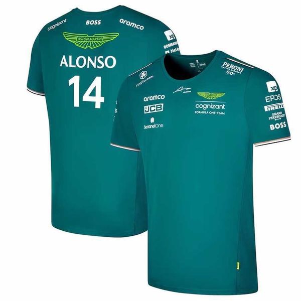 Maglietta moda uomo oversize 2023 Nuova F1 Formula One Racing Team Aston Martin Aramco Cognizant Fernando Alonso Driver Summ209P