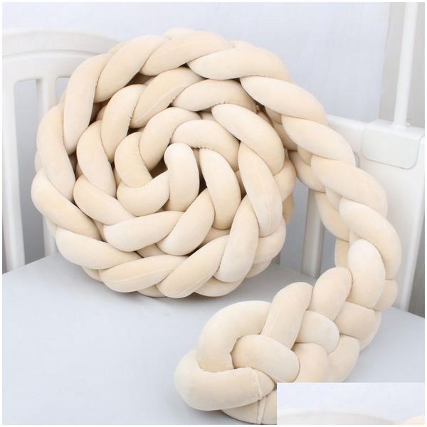 Sponde per letto 4 fili Culla treccia Paraurti Lettino Protezione laterale Infantile Bebe Set di biancheria da letto per ragazze Ragazzi Nodo Cuscino Cushio317T Goccia Del Dh5S3