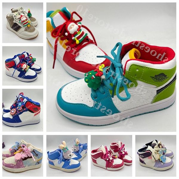 2023 Designer 1 Scarpe da basket per bambini Neonati Bambino Bambini Blu Rosa Verde Scarpe da ginnastica da tavolo allevate Sneakers Sport all'aperto Christ234D