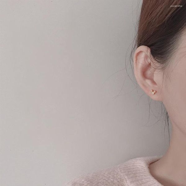 Saplama Küpe Kadınlar için Sevimli Küçük Küpe Parlak Kristal Basit Stil Tinik Fare Hayvan Tasarım Minimal Kulak Delme Aksesuarları Takı