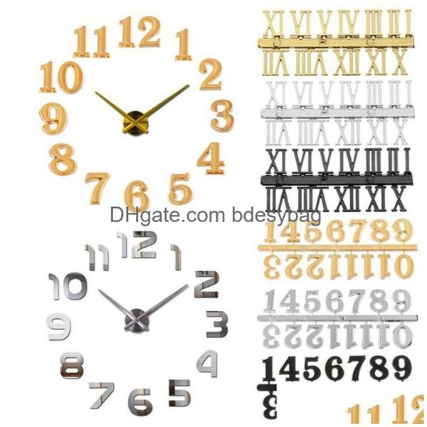 Relógios de mesa de mesa 1 conjunto de algarismos romanos ou acessórios de relógio árabe para reparo de mostrador de quartzo DIY substituição entrega de gota de ouro home gard dh5bs